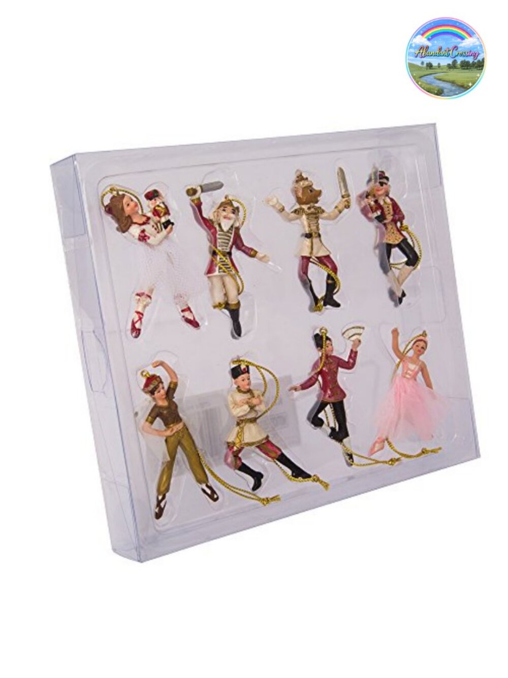 8-Piece Polyresin Nutcracker Suite Miniature Ornament Set Christmas Tree Decor